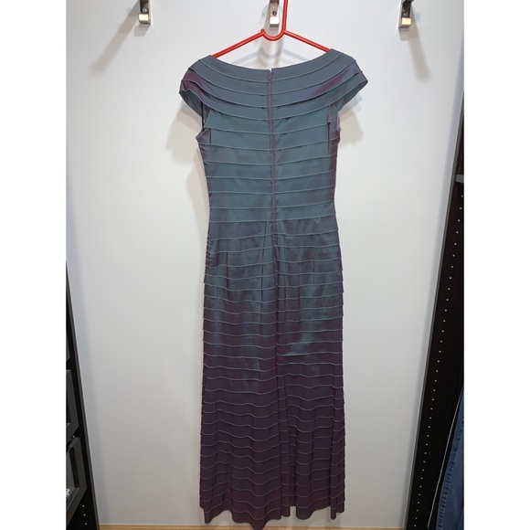 Tadashi Shoji Dress Taffeta Rosette Blue PETITE - Picture 2 of 7